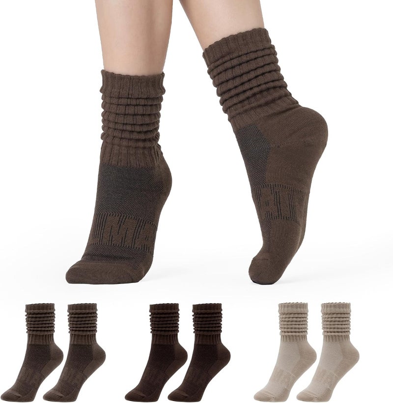 CoolMate Store Women's Scrunch Crew Socks, Slouchy Mid Calf Boot Socks, 3 Pairs Slouch Socks, US Size 6-10 - Image 1